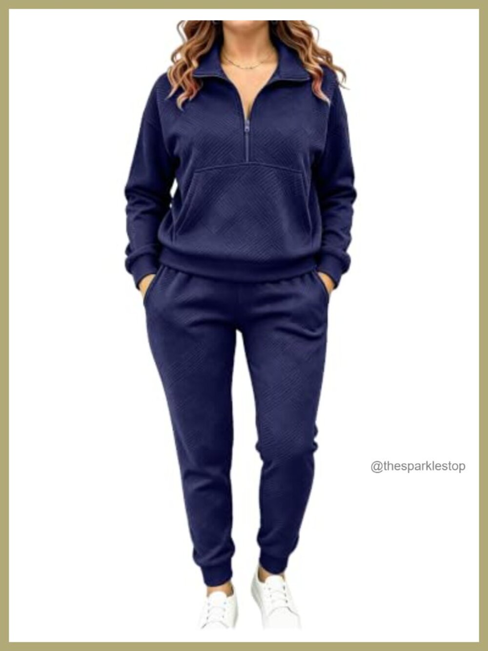 Women's 2 Piece Sweatsuit Half Zip Lounge Set Joggers